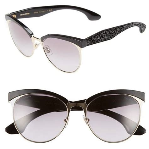 miu miu 56mm pavé cat eye sunglasses black and gold|Shop Miu Miu 56MM Cat Eye Sunglasses .